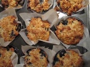 Coconut crumble blueberry muffins
